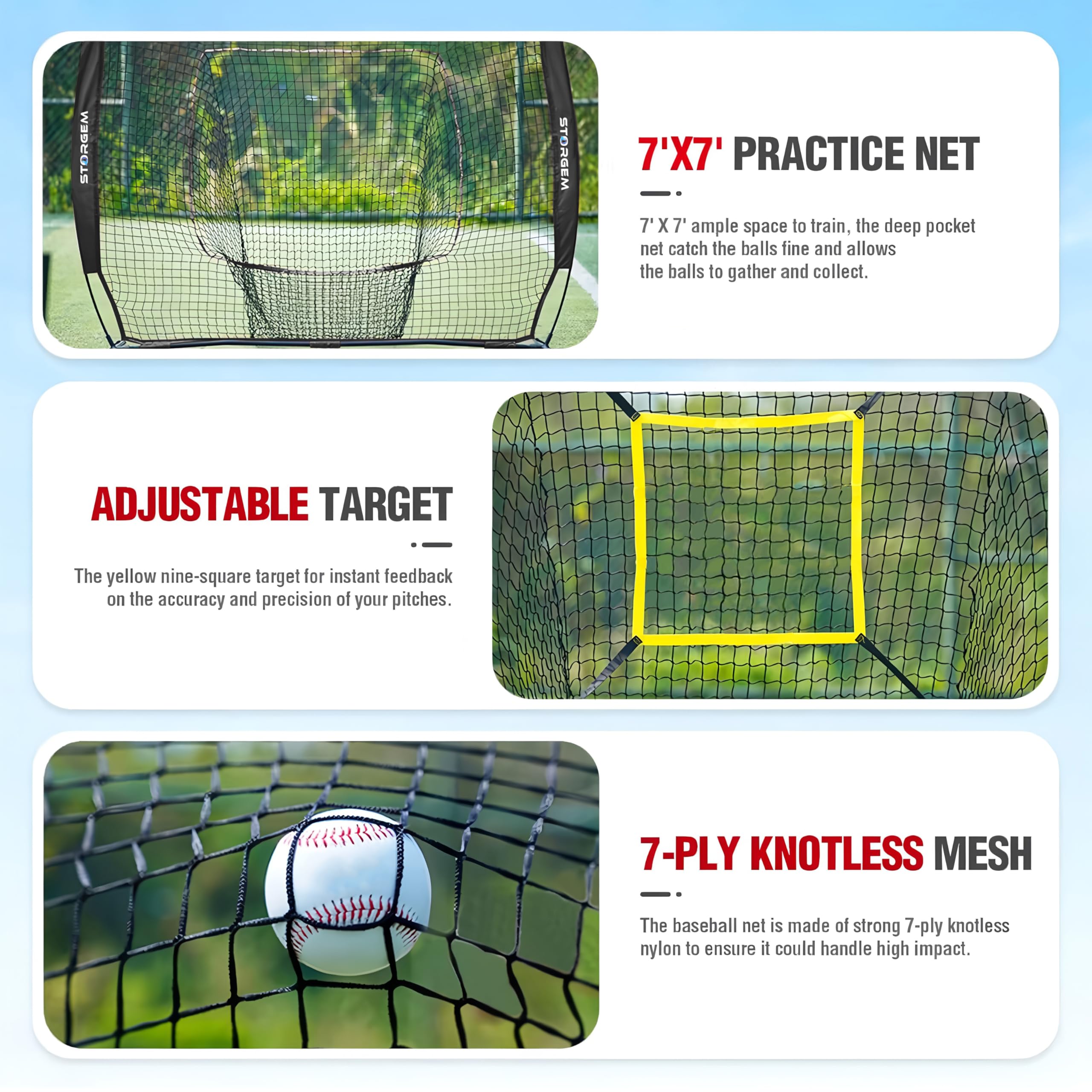 Amazon.com: Storgem Baseball & Softball Practice Net - 7x7ft